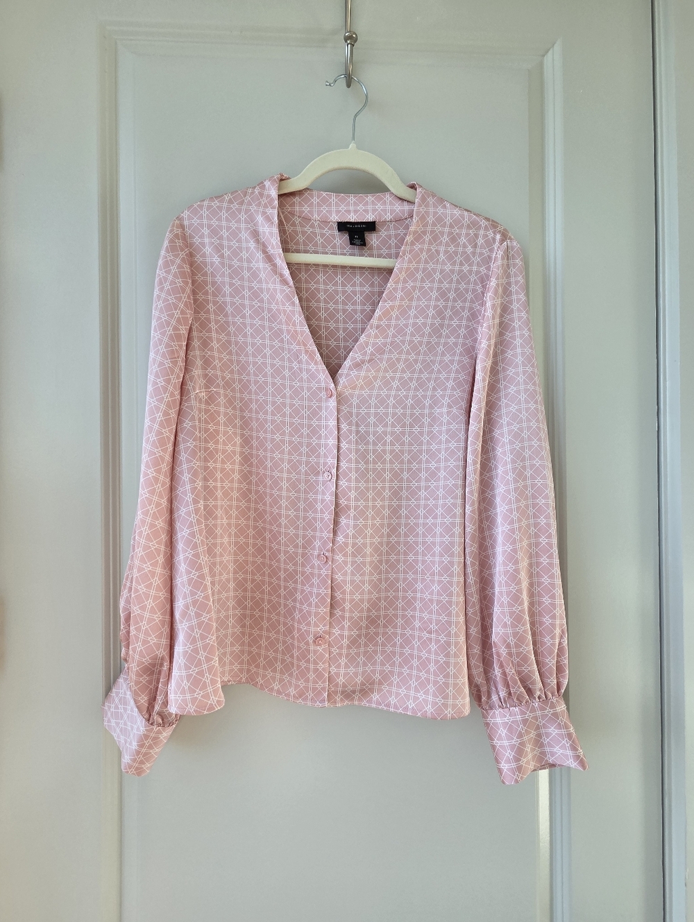 Halogen Pink Geometric Button-Down Blouse